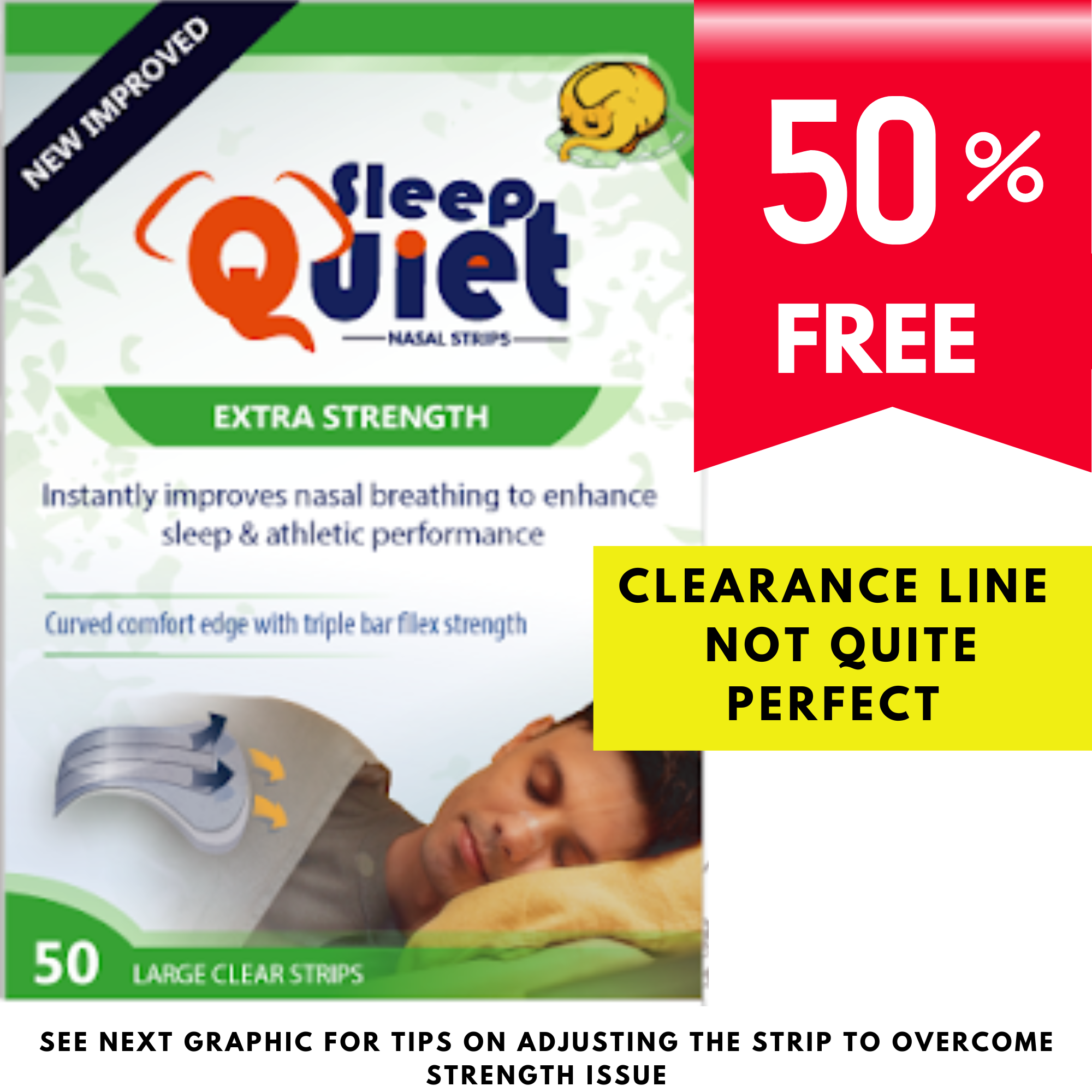 50% Free Clearance Deal Sleep Quiet Faulty Clear Extra Strength Large Nasal Strip